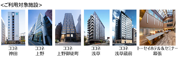 ①自社運営ホテル8棟で利用可能なホテル宿泊割引券（3,000円分）