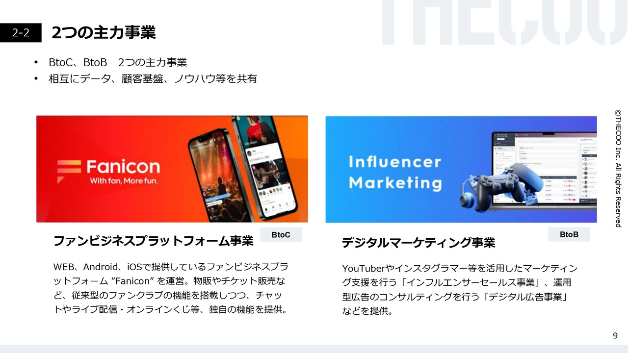 2つの主力事業