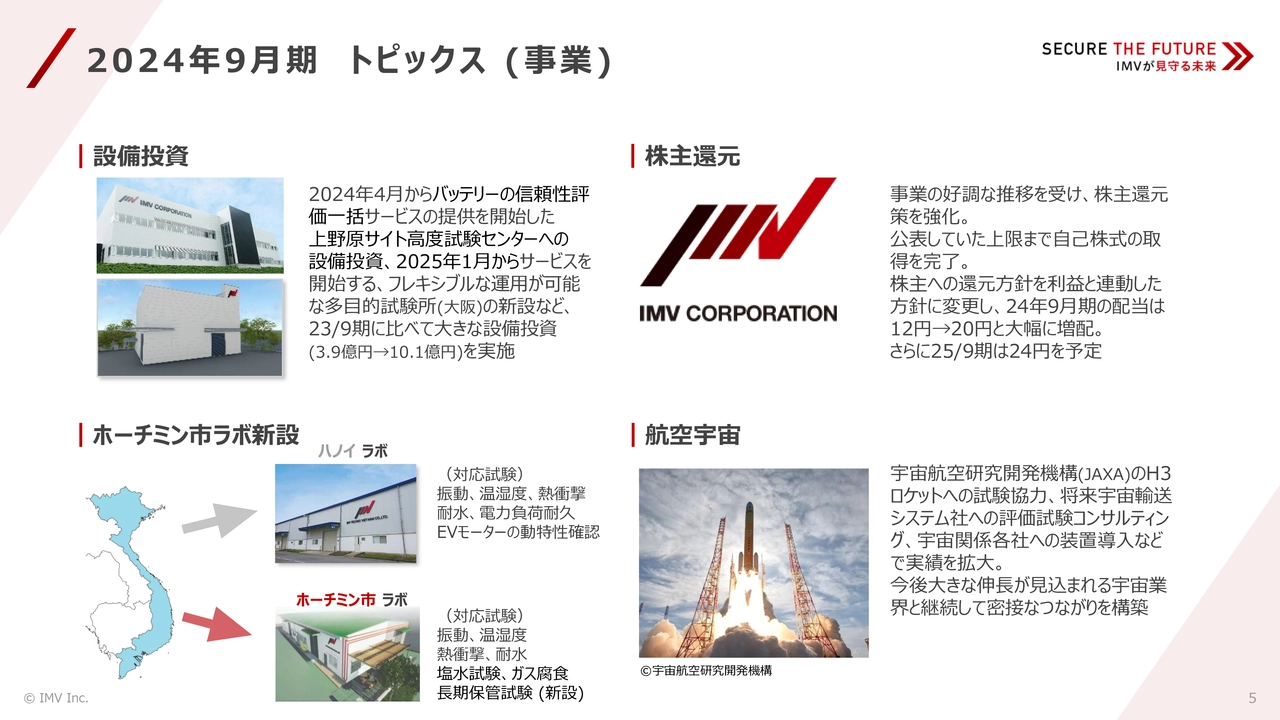 2024年9月期 トピックス(事業)