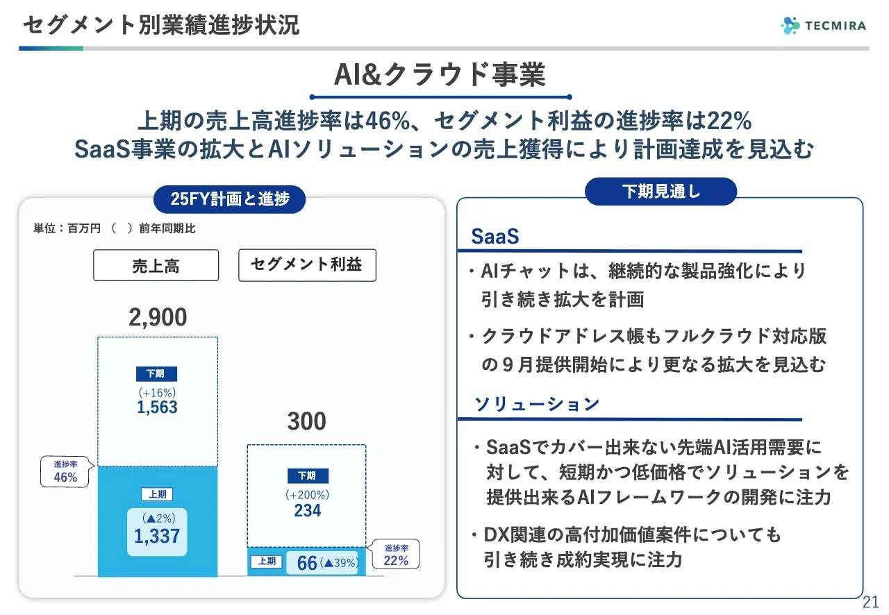 セグメント別業績進捗状況