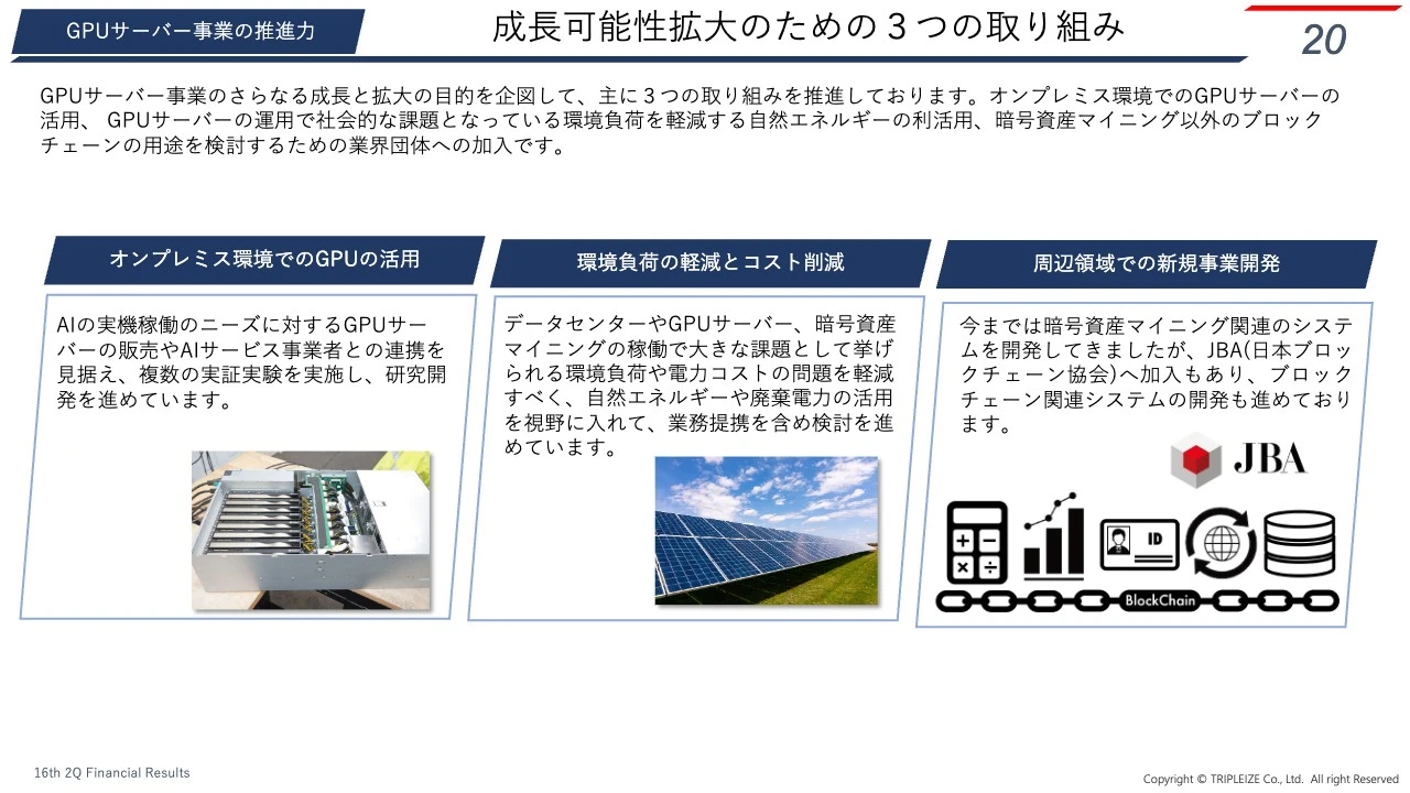 成長可能性拡大のための３つの取り組み
