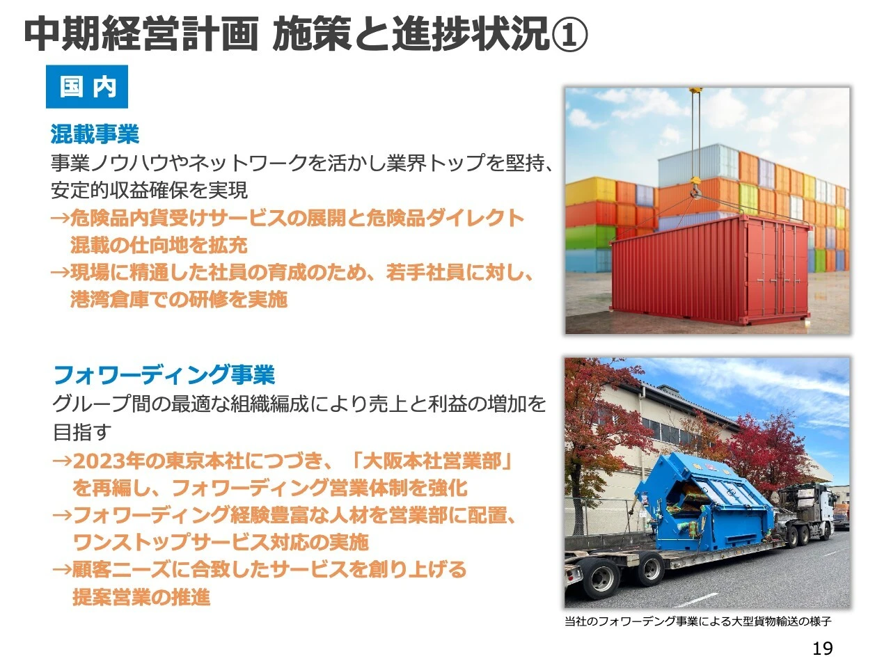 中期経営計画 施策と進捗状況①