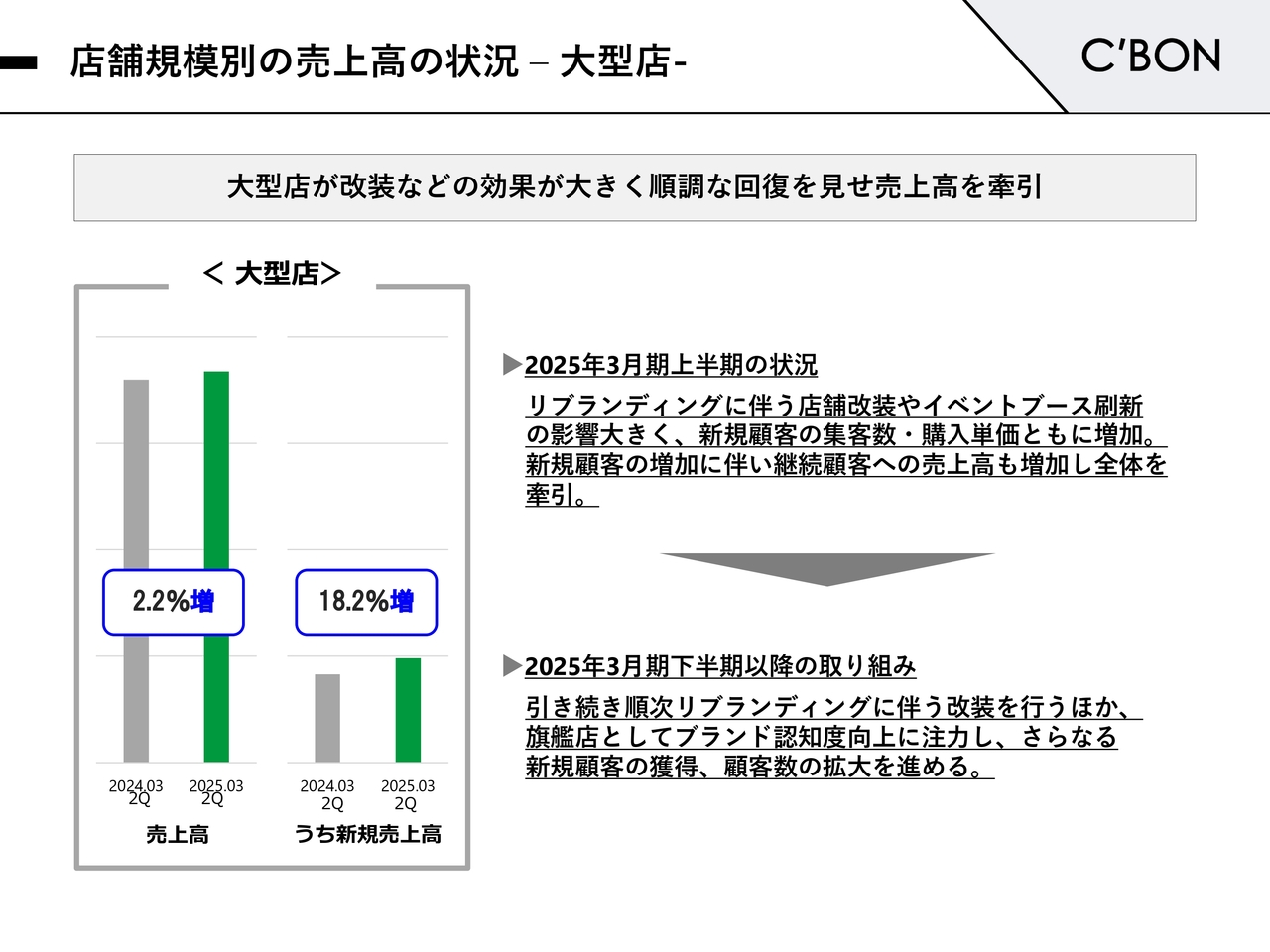 店舗規模別の売上高の状況–大型店-