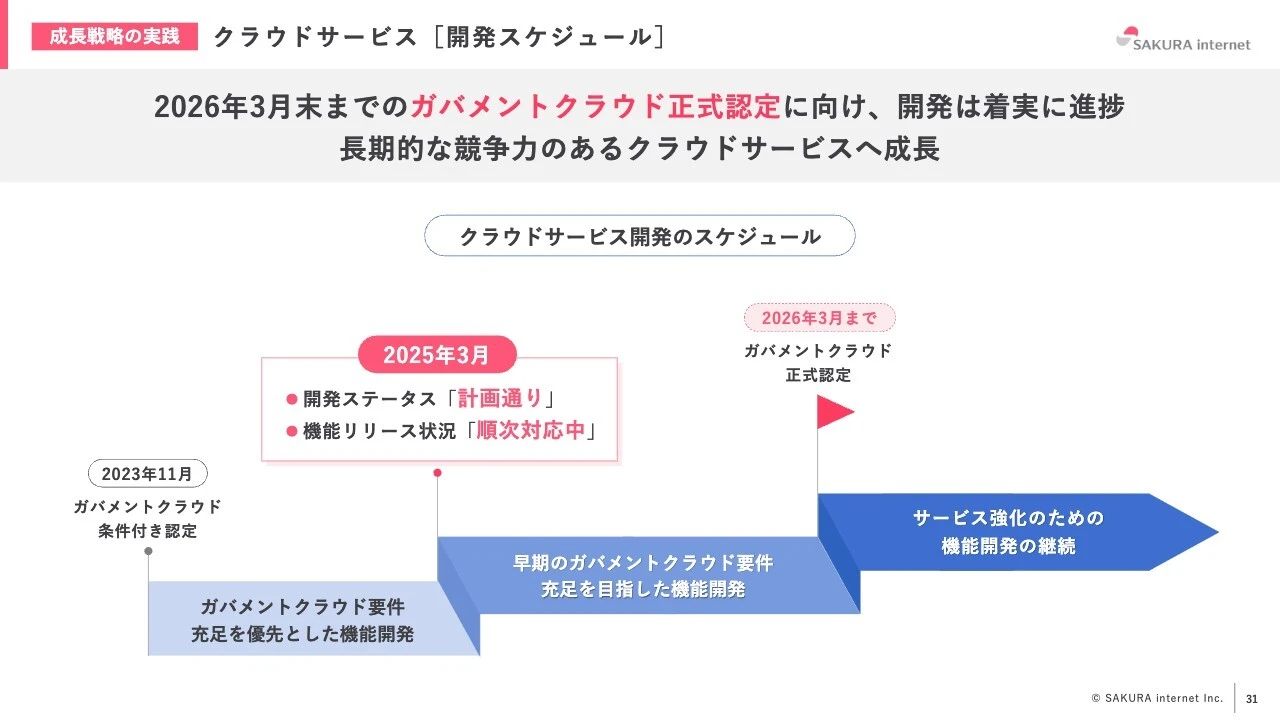 成長戦略の実践　クラウドサービス［開発スケジュール］
