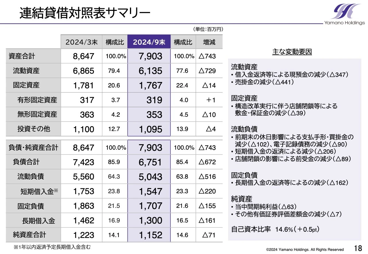 連結貸借対照表サマリー