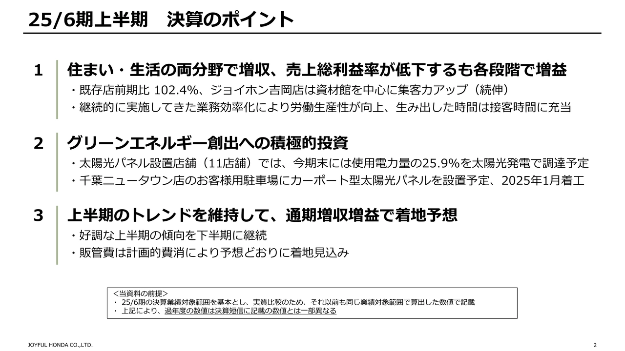 25/6期上半期 決算のポイント