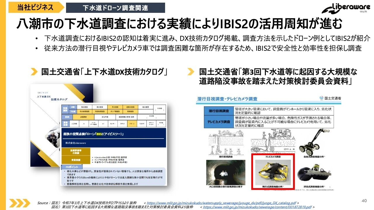八潮市の下水道調査における実績によりIBIS2の活用周知が進む