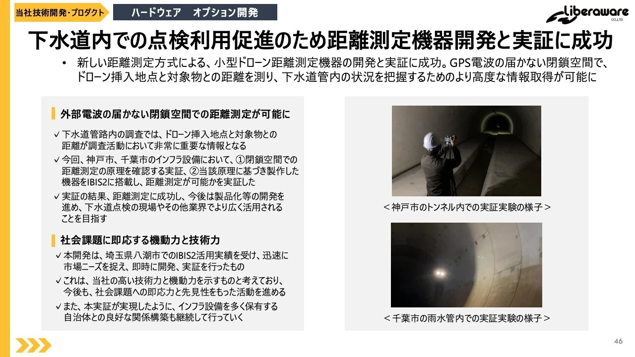 下水道内での点検利用促進のため距離測定機器開発と実証に成功