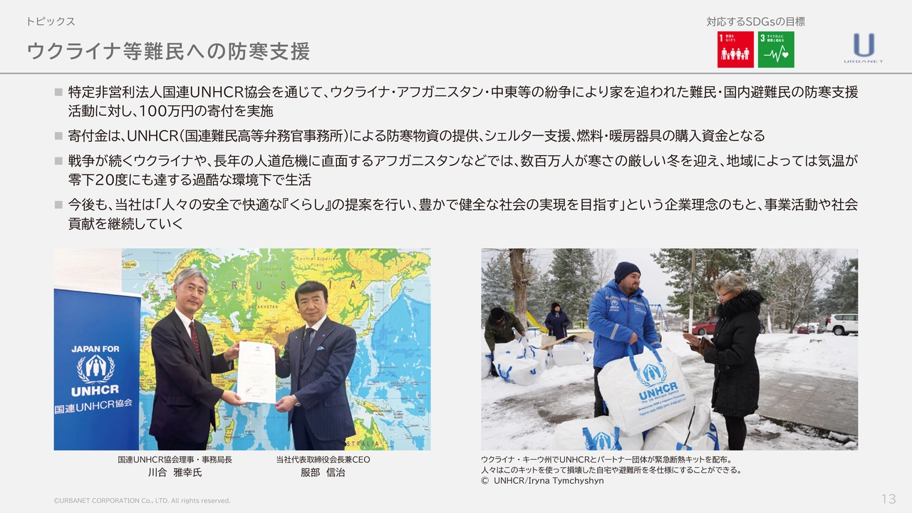 ウクライナ等難民への防寒支援