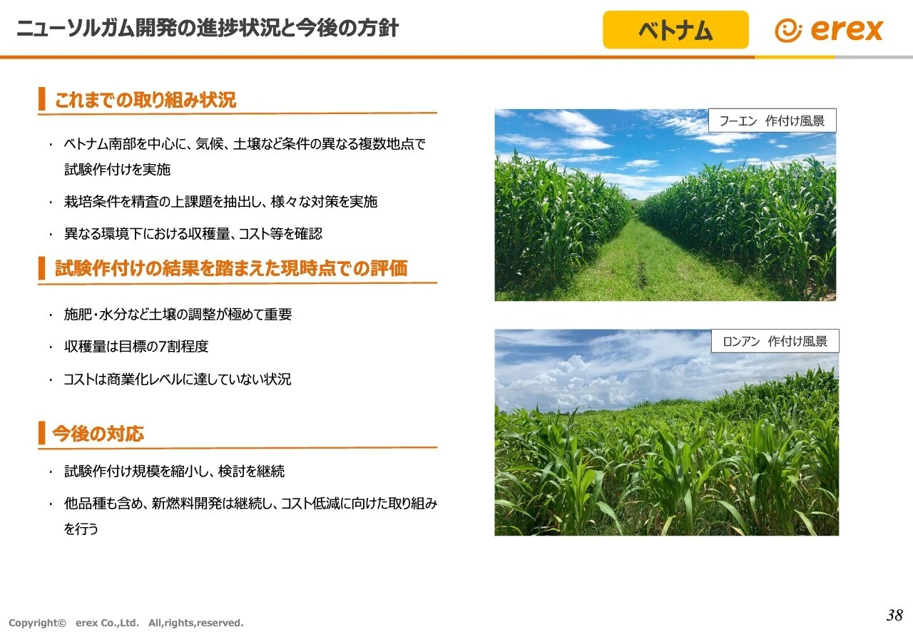 ニューソルガム開発の進捗状況と今後の方針