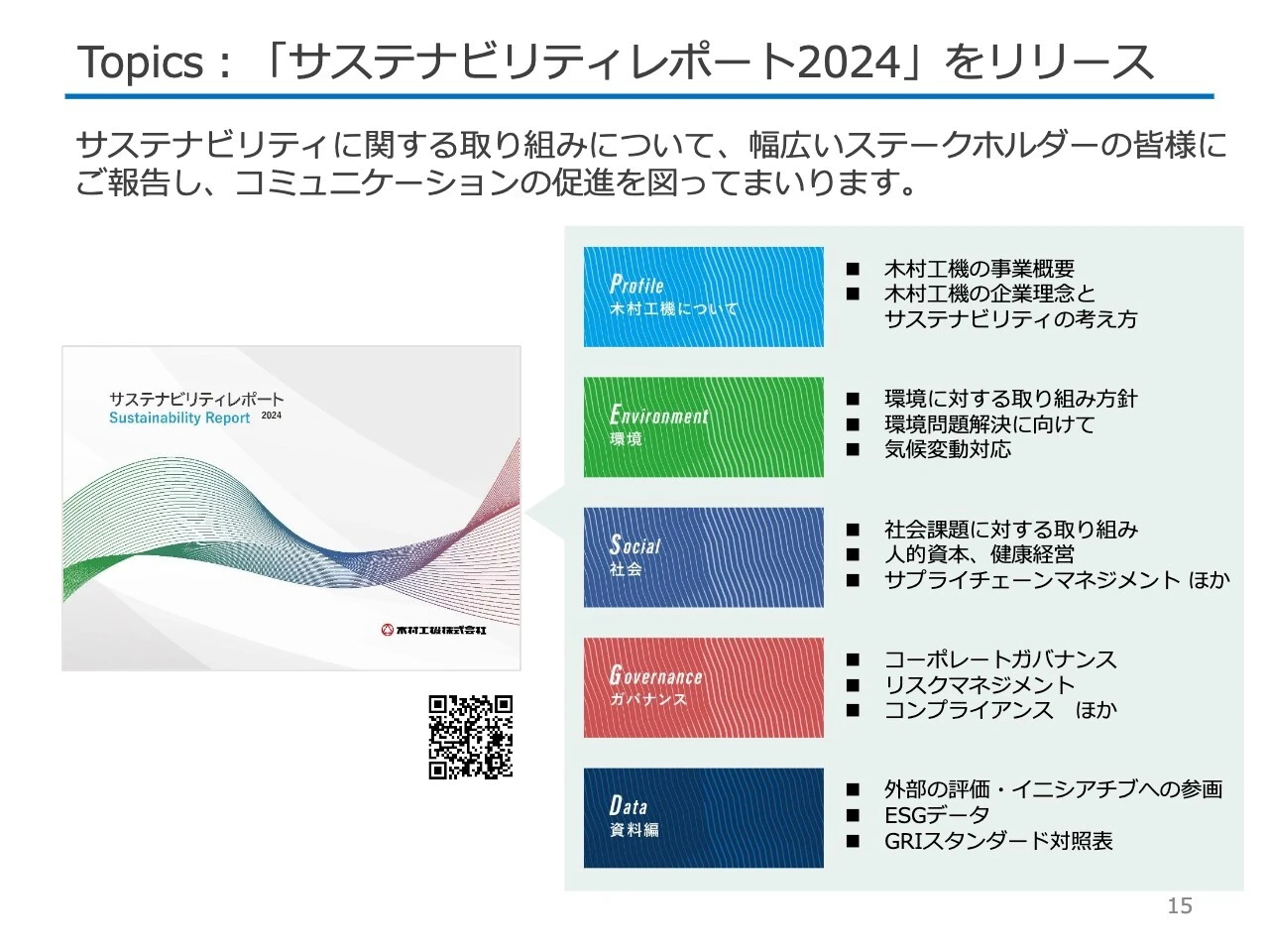 Topics：「サステナビリティレポート2024」をリリース