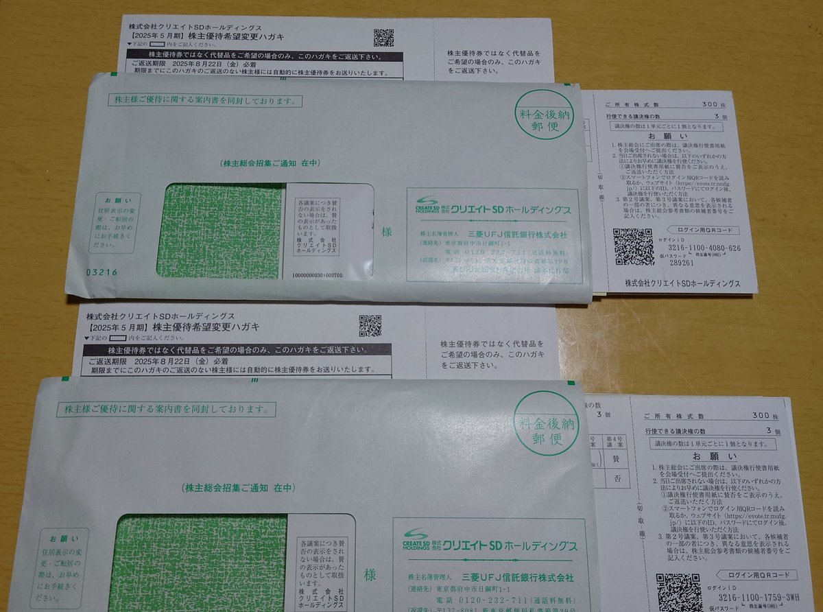 テラ　最新8000円分クリエイトSD株主優待券☆16枚セット II クリエイトSDホールディングス(3148)から株主優待が到着